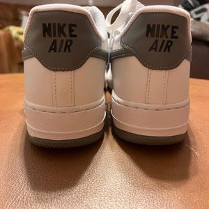 Women’s NIKE Air Force Ones. Size 9-9.5. White & gray. New without tags or box.